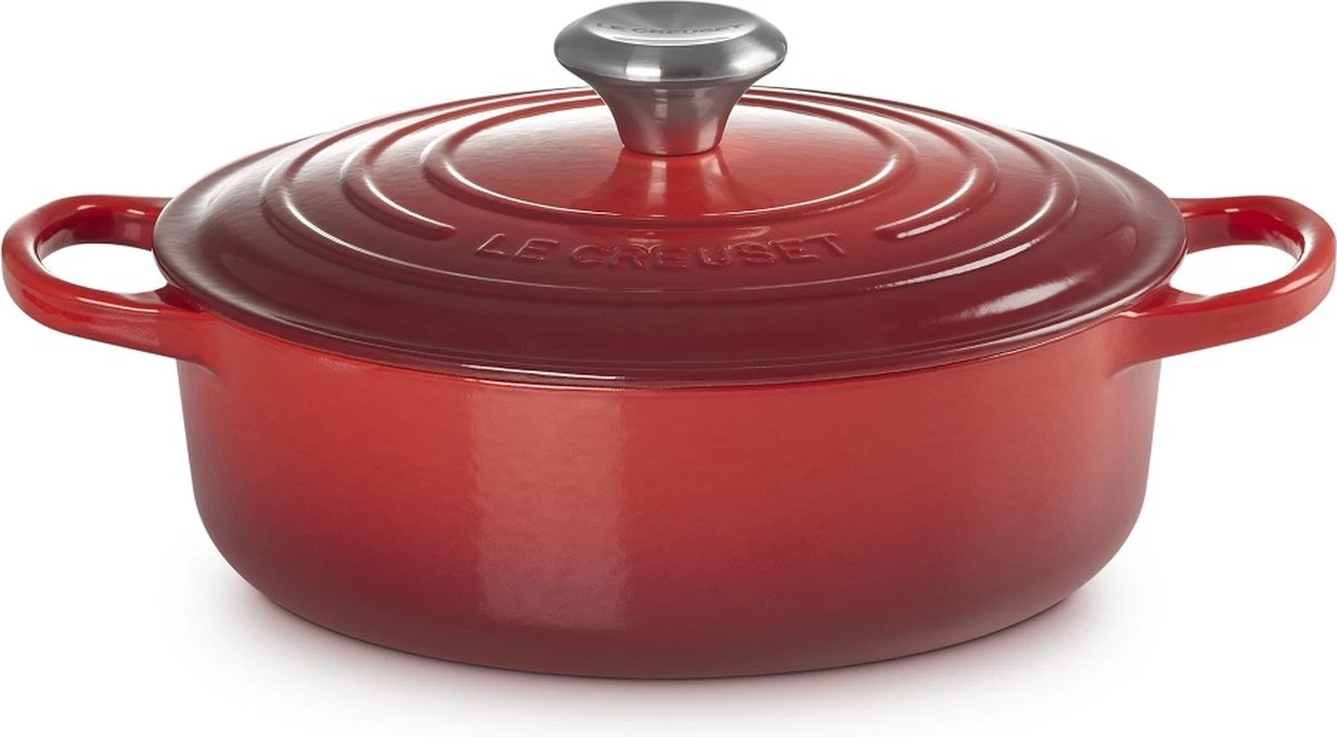 Le Creuset - Gietijzeren - Lage Braadpan - 24cm - Kersenrood 2 Le Creuset - Gietijzeren - Lage Braadpan - 24cm - Kersenrood - Afbeelding 2
