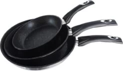 Premium Inductie Koekenpannenset - 3 Delig - Keramisch - Ø 20, 24 & 28 Cm - Braadpan - Zwart