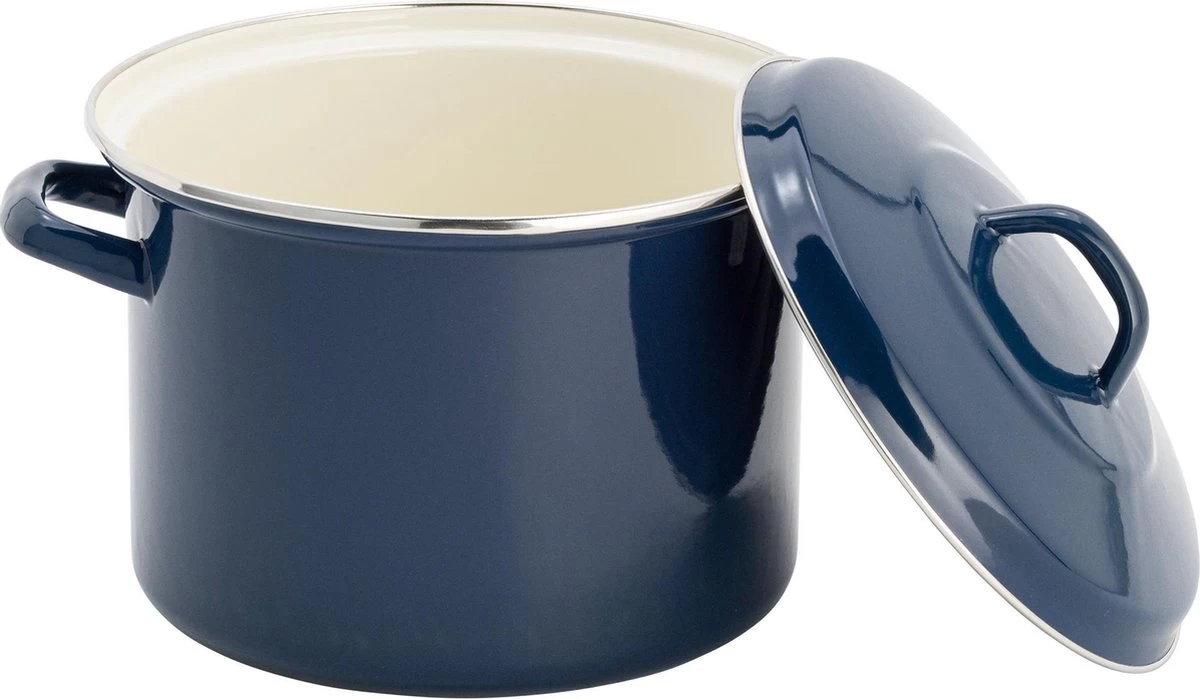 Lite-Body - Magnus Soeppan / Stamppotpan Met Deksel - Ø 26 Cm/ 10l - Emaille - Deep Blauw 2 Lite-Body - Magnus Soeppan / Stamppotpan Met Deksel - Ø 26 Cm/ 10l - Emaille - Deep Blauw - Afbeelding 2