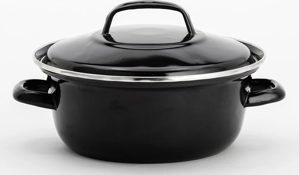Lite-Body - Magnus - Braadpan , Frituurpan 26cm/3l Met Deksel - Emaille - Zwart - Inductie 1 Lite-Body - Magnus - Braadpan , Frituurpan 26cm/3l Met Deksel - Emaille - Zwart - Inductie