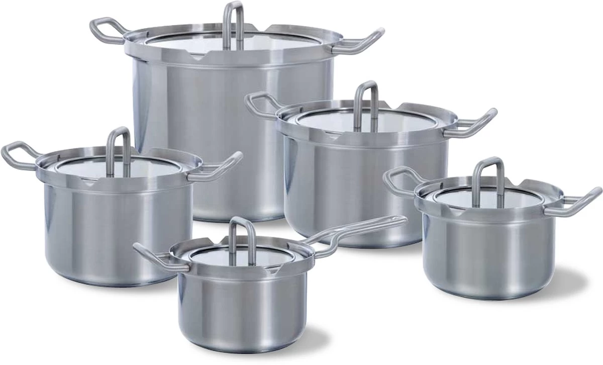 BK Q-linair Master Glas Pannenset - 5-delig - Glazen Deksel - Veilig Afgietsysteem - Inductie 1 BK Q-linair Master Glas Pannenset - 5-delig - Glazen Deksel - Veilig Afgietsysteem - Inductie