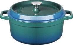 Sola Braadpan Gietijzer - Ø 24 Cm - Blauw/groen - Gietijzer - Extra Zware Bodem