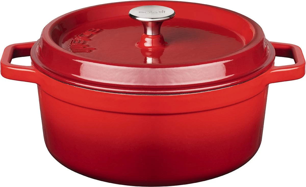 Sola Braadpan Gietijzer - Ø 20 Cm - Oranje/Rood - Gietijzer - Extra Zware Bodem 1 Sola Braadpan Gietijzer - Ø 20 Cm - Oranje/Rood - Gietijzer - Extra Zware Bodem