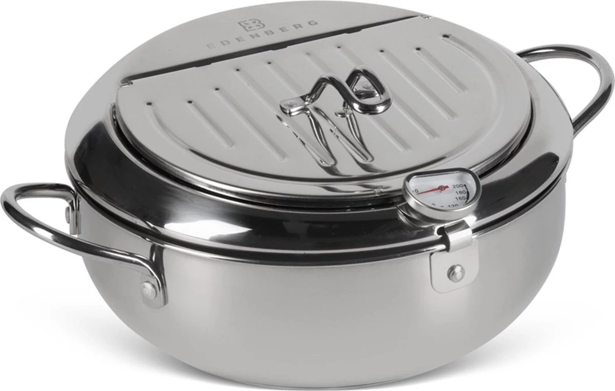 Edënbërg Classic Line - Japanse Frituurpan Met Thermometer - 3.4 Liter - Friteuse/Frituurpot RVS 1 Edënbërg Classic Line - Japanse Frituurpan Met Thermometer - 3.4 Liter - Friteuse/Frituurpot RVS