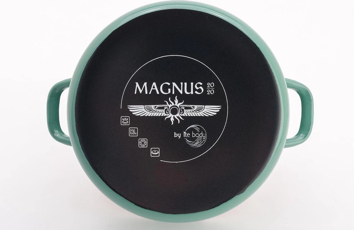 Lite-Body - Magnus Braadpan 24cm/2,5 L Met Deksel- Emaille- Olijf Groen - Inductie 2 Lite-Body - Magnus Braadpan 24cm/2,5 L Met Deksel- Emaille- Olijf Groen - Inductie - Afbeelding 2