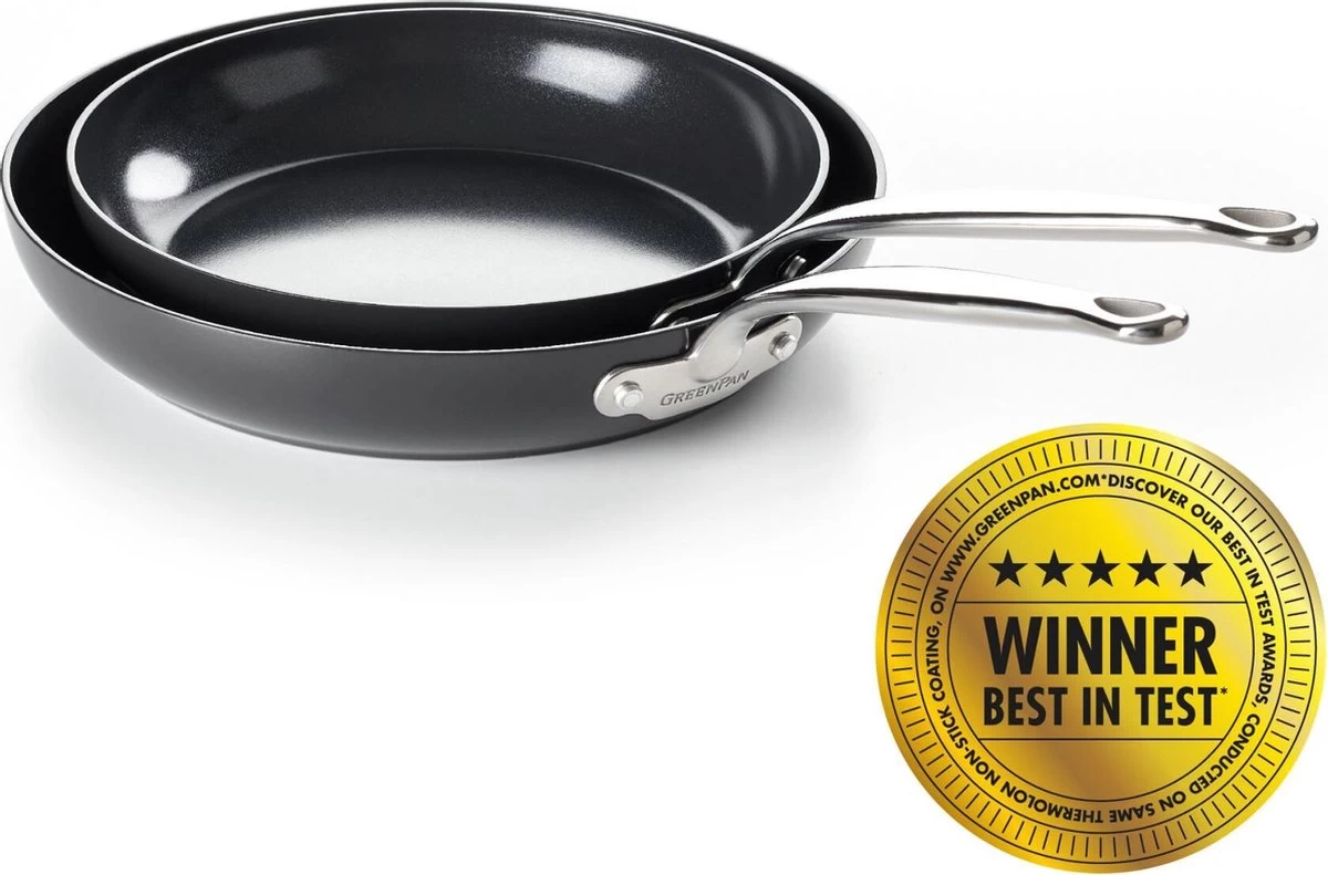 GreenPan Barcelona Infinity Pro Koekenpannenset Ø 24cm + Ø 28cm - Zwart - Inductie - PFAS-vrij 2 GreenPan Barcelona Infinity Pro Koekenpannenset Ø 24cm + Ø 28cm - Zwart - Inductie - PFAS-vrij - Afbeelding 2