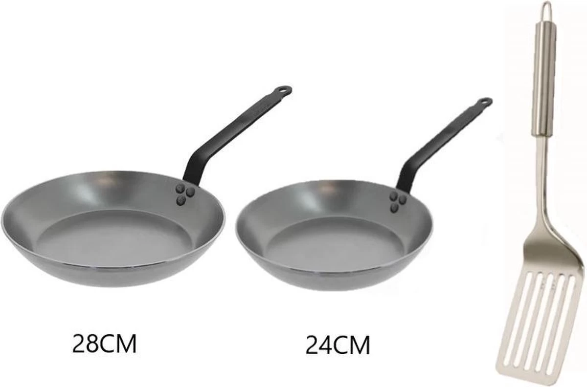 DeBuyer Carbone Plus Koekenpannenset Inductie - Zonder Anti Aanbaklaag - Gratis Spatel - Alle Warmtebronnen 4 DeBuyer Carbone Plus Koekenpannenset Inductie - Zonder Anti Aanbaklaag - Gratis Spatel - Alle Warmtebronnen - Afbeelding 4