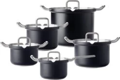BK Q-linair Master Black Kookpannenset - 5-delig - Veilig Afgietsysteem - Inductie