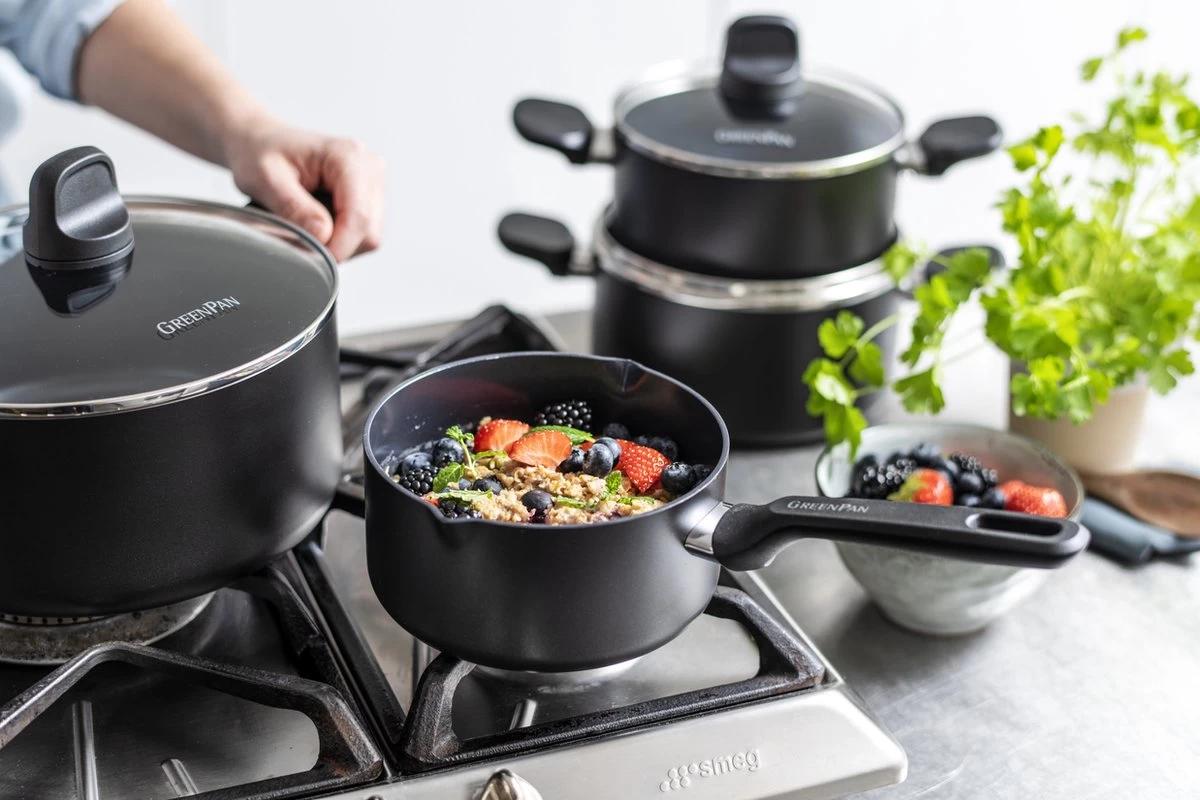 GreenPan Memphis Pannenset - 4-delig - Zwart - Inductie - PFAS-vrij 2 GreenPan Memphis Pannenset - 4-delig - Zwart - Inductie - PFAS-vrij - Afbeelding 2