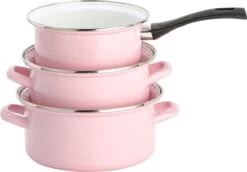 Lite-Body Pannenset - 3-delig - 2 Kookpannen & 1 Steelpan - Emaille - Serafijn Roze 7 Lite-Body Pannenset - 3-delig - 2 Kookpannen & 1 Steelpan - Emaille - Serafijn Roze -Korting Op Keukengerei 1200x836