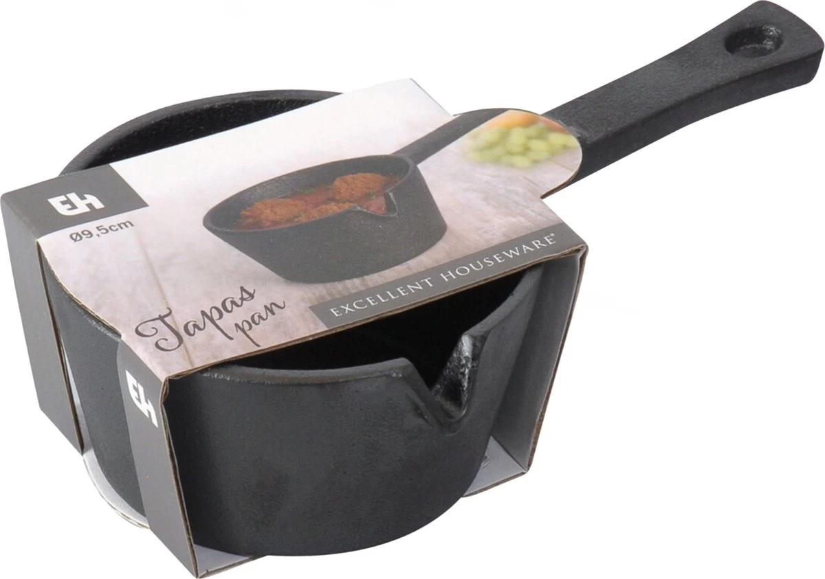 Excellent Houseware Gietijzeren Saus/tapas/serveerpannetje Met Steel - D9,5 Cm 2 Excellent Houseware Gietijzeren Saus/tapas/serveerpannetje Met Steel - D9,5 Cm - Afbeelding 2