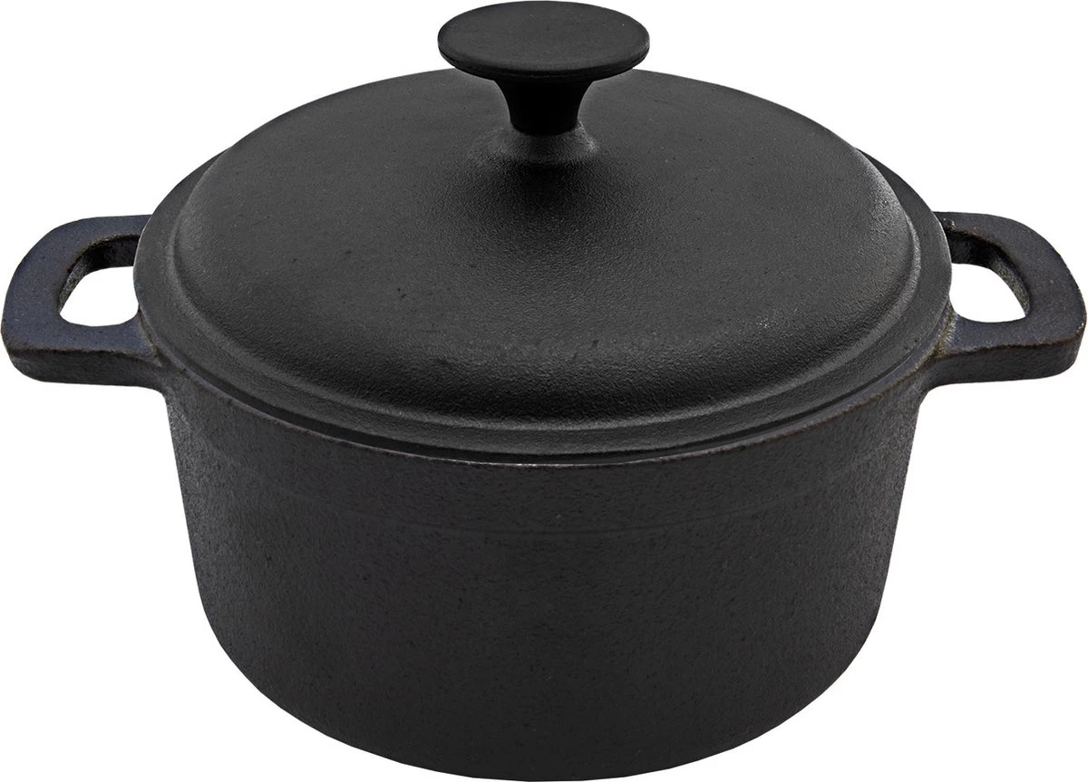 Cast Iron - Braadpan - Gietijzer - Met Deksel - Ø20x9cm - Zwart 1 Cast Iron - Braadpan - Gietijzer - Met Deksel - Ø20x9cm - Zwart