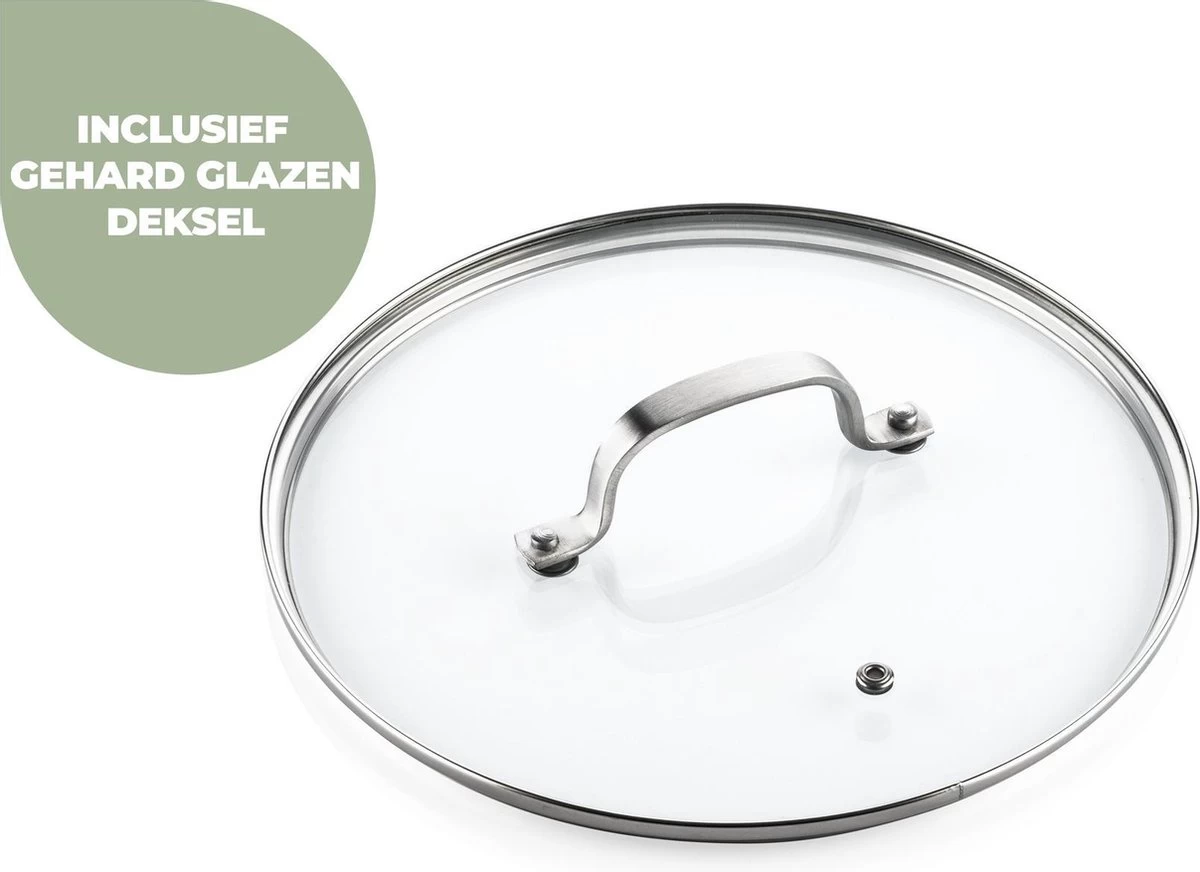 ISENVI Victoria Forged Keramische Wokpan Met Deksel 32CM - RVS Greep 2 ISENVI Victoria Forged Keramische Wokpan Met Deksel 32CM - RVS Greep - Afbeelding 2