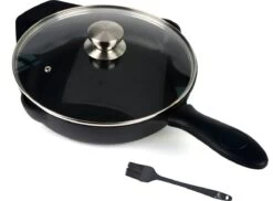 Belluci - Ø26cm - Koekenpan - Skillet + Deksel Geëmailleerde Gietijzeren Pan Voor BBQ En Inductie Incl. Accessoires - Hapjespan - Braadpan