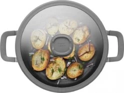 BergHOFF Leo Hapjespan Stone - 28 Cm - Met Glazen Deksel -Korting Op Keukengerei 1200x904 4