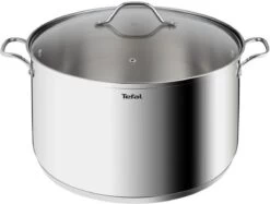 TEFAL B8646404 26 Cm Roestvrijstalen Pan, Alle Branders Inclusief Inductie, 6,5 L, Stevige Handgrepen, Glazen Deksel, Intuition XL