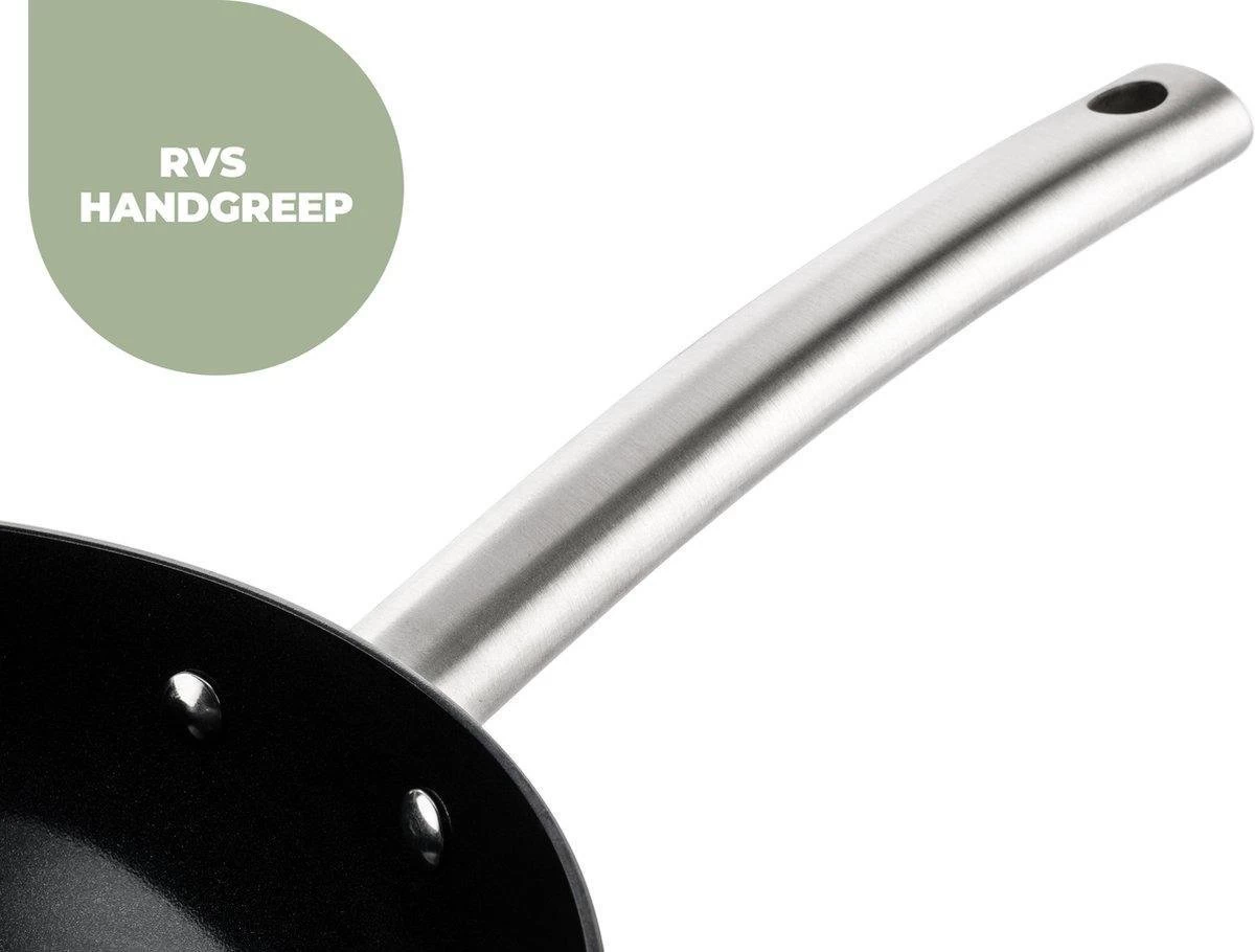 ISENVI Murray Keramische Wokpan 32CM - RVS Greep 6 ISENVI Murray Keramische Wokpan 32CM - RVS Greep - Afbeelding 6