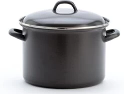 Lite-Body Soeppan/Stamppotpan Met Deksel - 24cm/8l - Emaille - Mystique Zwart