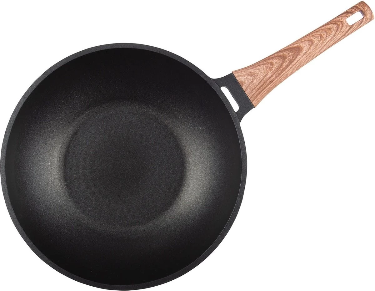 Rosmarino Black Line - Wokpan - Ø30cm - 100% PFAS & PFOA Vrij - Gegoten Aluminium - Non-stick Minerale Coating - Ergonomische Handgreep - Geschikt Voor Alle Warmtebronnen & Vaatwasser 2 Rosmarino Black Line - Wokpan - Ø30cm - 100% PFAS & PFOA Vrij - Gegoten Aluminium - Non-stick Minerale Coating - Ergonomische Handgreep - Geschikt Voor Alle Warmtebronnen & Vaatwasser - Afbeelding 2