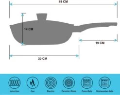 Marble Coating Wokpan Inductie - Met Glazen Deksel - Zwart - 30 Cm 12 Marble Coating Wokpan Inductie - Met Glazen Deksel - Zwart - 30 Cm -Korting Op Keukengerei 1200x952 4