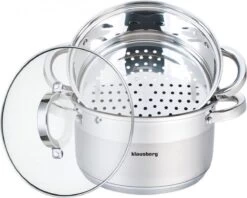 Stoompan 3.1 L - Rijst- En Groentestomer 3-Delig - Ø 20 Cm - Roestvrijstaal Met Glasdeksel - FIRENZE