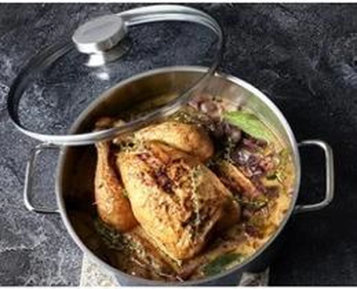 Demeyere Apollo Hapjespan - Met Glasdeksel - Ø28 CM 2 Demeyere Apollo Hapjespan - Met Glasdeksel - Ø28 CM - Afbeelding 2