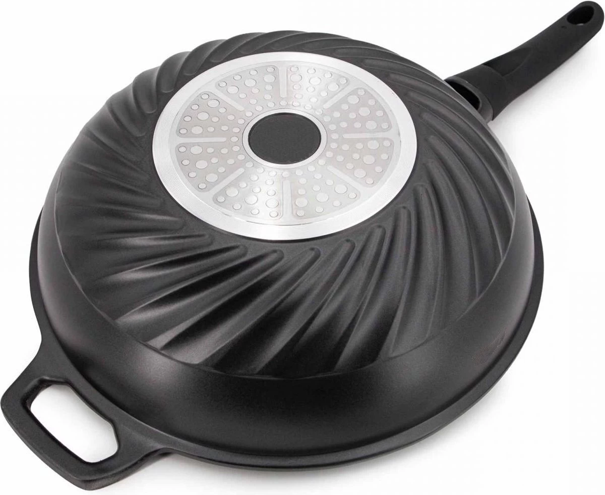 Cheffinger Wokpan Met Deksel - 32cm - Zwart - Pan - Keukenaccessoires 2 Cheffinger Wokpan Met Deksel - 32cm - Zwart - Pan - Keukenaccessoires - Afbeelding 2