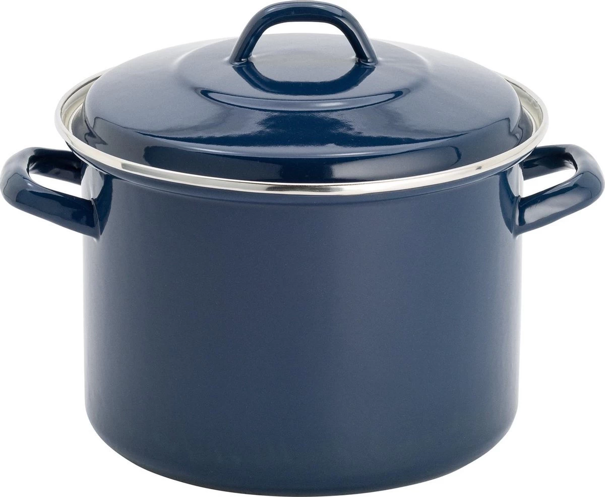 Lite-Body - Magnus Soeppan / Stamppotpan Met Deksel - Ø 26 Cm/ 10l - Emaille - Deep Blauw 1 Lite-Body - Magnus Soeppan / Stamppotpan Met Deksel - Ø 26 Cm/ 10l - Emaille - Deep Blauw