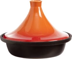 Cosy & Trendy Tajine Zwart / Oranje - Gietijzeren Schaal - Ø25cm - Geschikt Voor Inductie