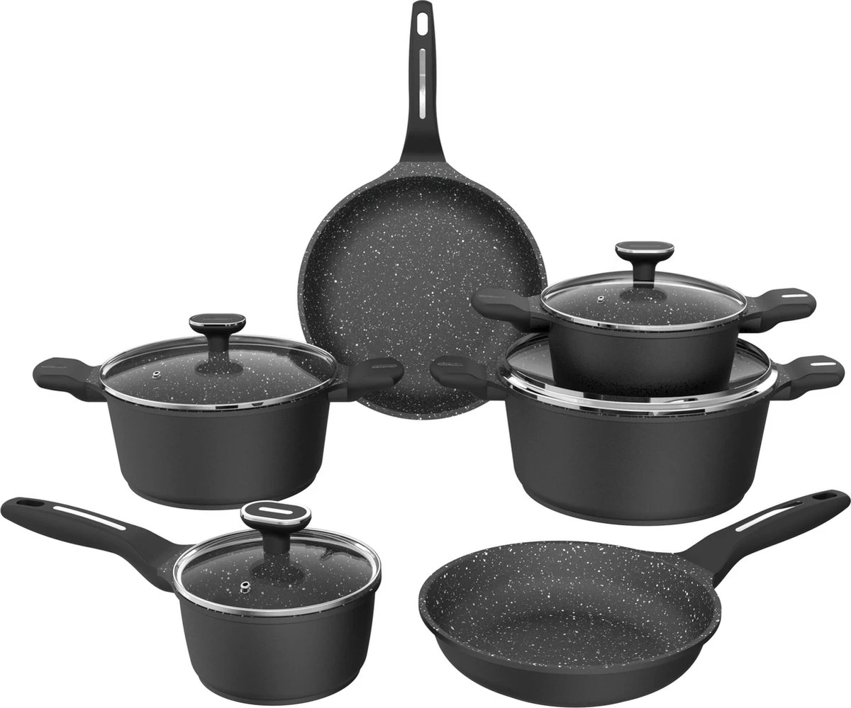 Merkloos Luxe 10 Delige Pannenset - Voor Alle Warmtebronnen - Inductie -Glazen Deksel 1 Merkloos Luxe 10 Delige Pannenset - Voor Alle Warmtebronnen - Inductie -Glazen Deksel