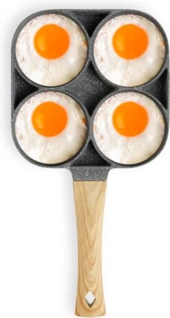 Magnani - Eierpan - 4 Bakplaten Van ⌀ 8 Cm - Voor Gas- En Elektrische Kookplaten - Aluminium - Houten Handvat - 38 X 18.7 X 2 Cm -Korting Op Keukengerei 643x1200 1