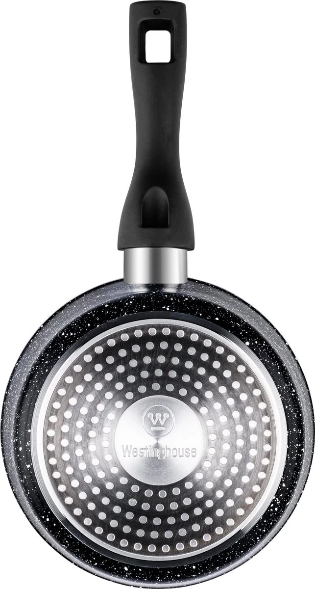 Westinghouse Steelpan Inductie - Ø 18 Cm - Zwart Marmer - Met Deksel - Sauspan 2 Westinghouse Steelpan Inductie - Ø 18 Cm - Zwart Marmer - Met Deksel - Sauspan - Afbeelding 2