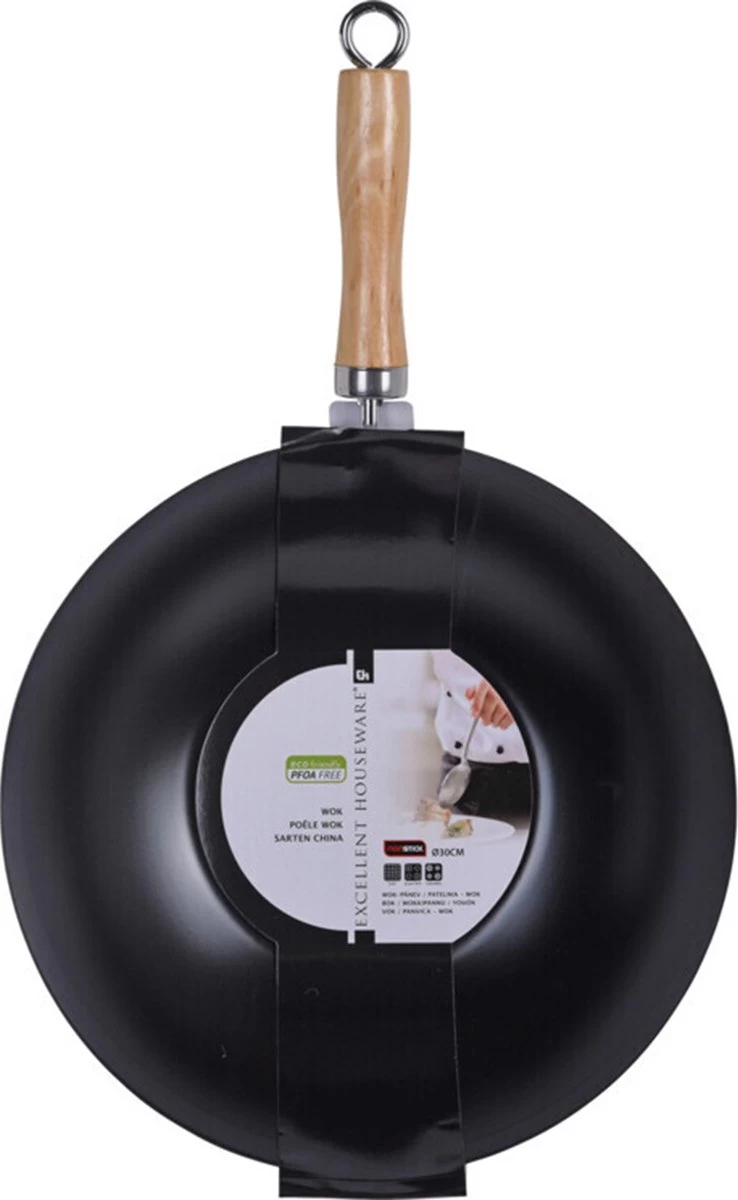 Excellent Houseware Wok Ø30cm Non Stick Zwart Houten Handvat 30 Cm - Pan - Koken - Eten - Keuken 2 Excellent Houseware Wok Ø30cm Non Stick Zwart Houten Handvat 30 Cm - Pan - Koken - Eten - Keuken - Afbeelding 2