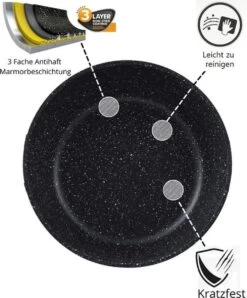 Cheffinger Pannenset - 10 Delig - Marmeren Coating - Inductie - Met Glazen Deksels - Zwart -Korting Op Keukengerei 993x1200